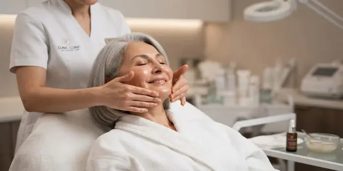 ماساژ حرفه ای صورت در کلینیک برای گردش خون در صورت 8578654