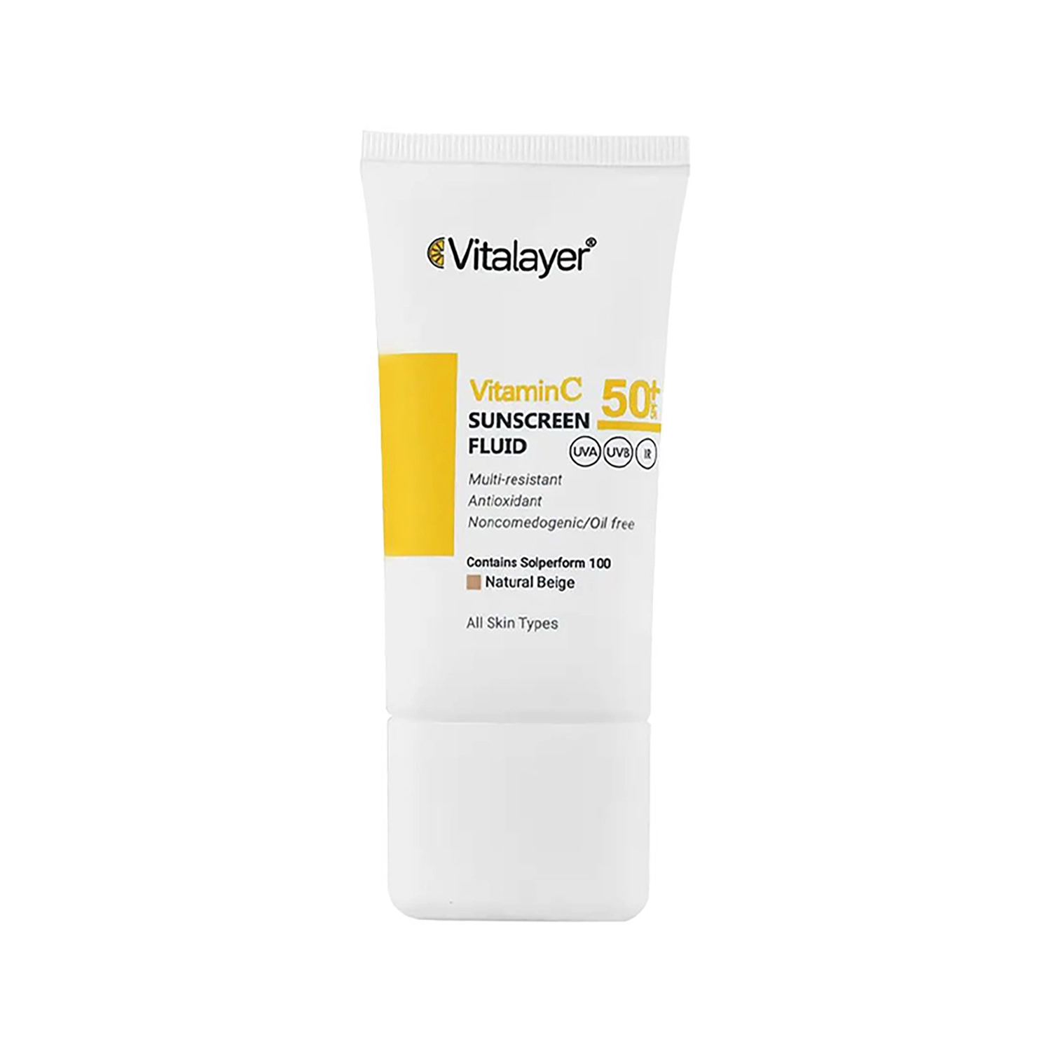 فلویید ضدآفتاب ویتامین سی نچرال بژ ویتالیر 50 میل- vitalayer Natrual Beige Sunscreen Fluid +SPF50 Vitamin C 656565