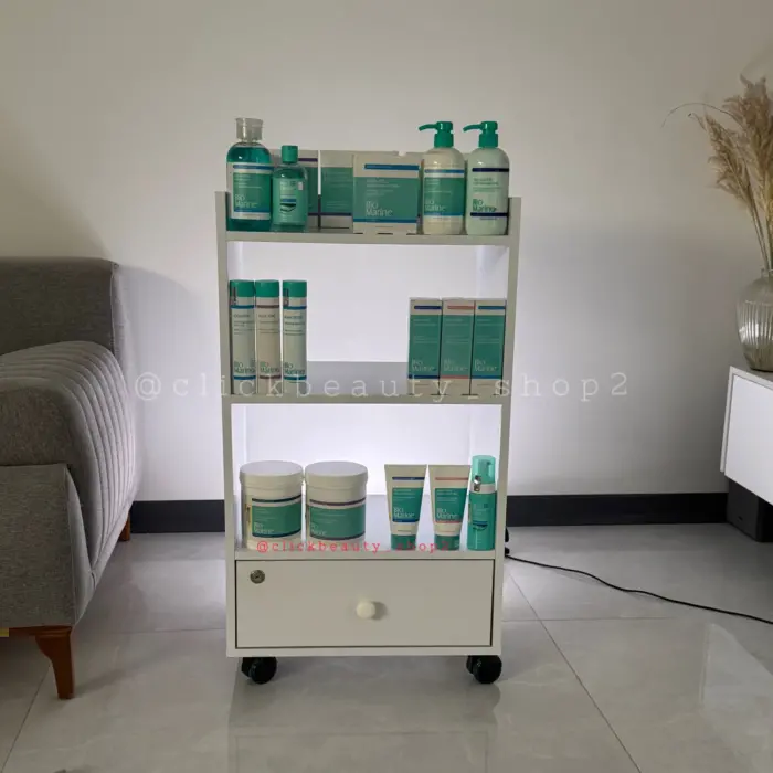 ترولی لوازم بهداشتی کلینیک سه طبقه با کمد 654156312