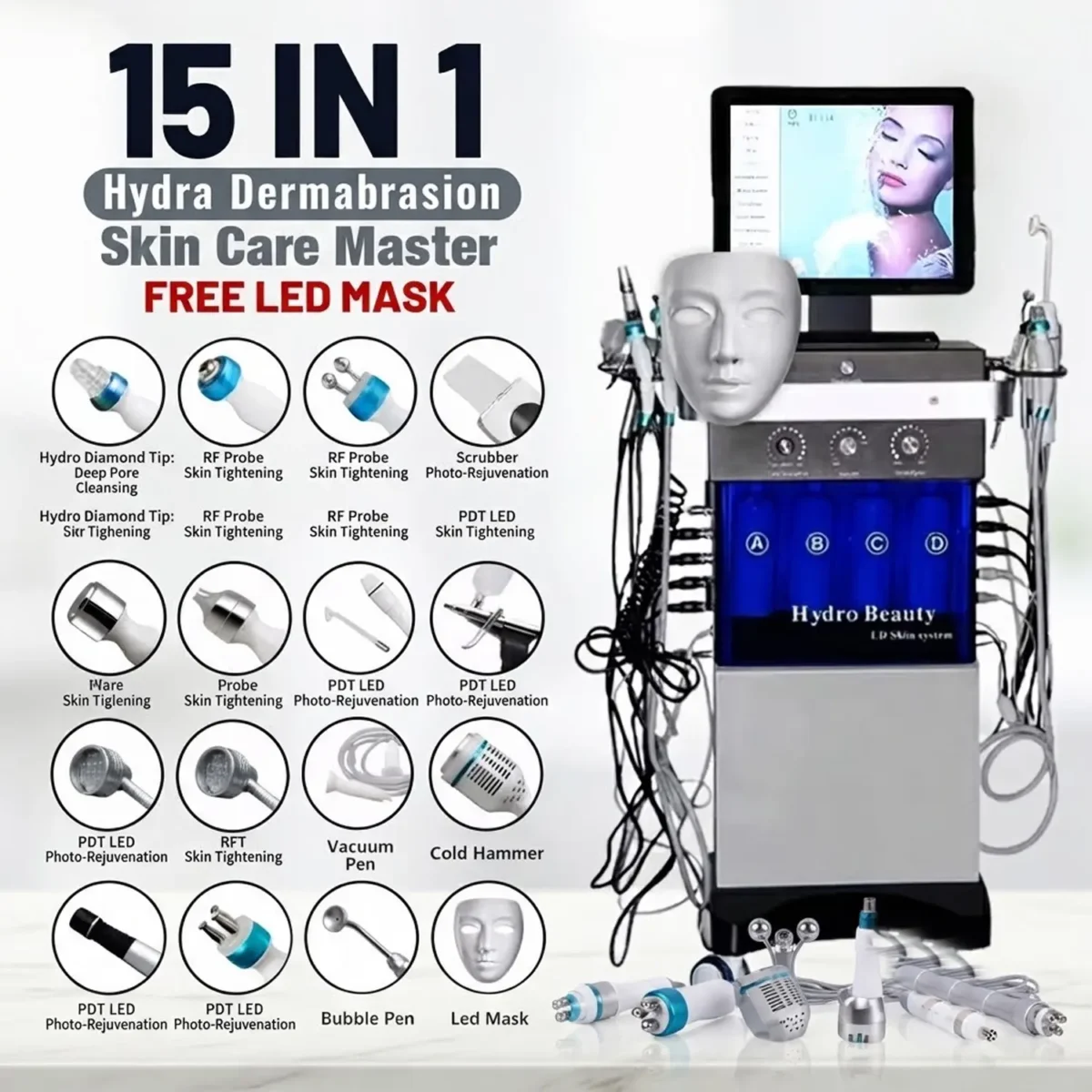 دستگاه هیدروفیشیال 14 کاره هیدرودرم‌ ابریژن هیدرا بیوتی 865456321